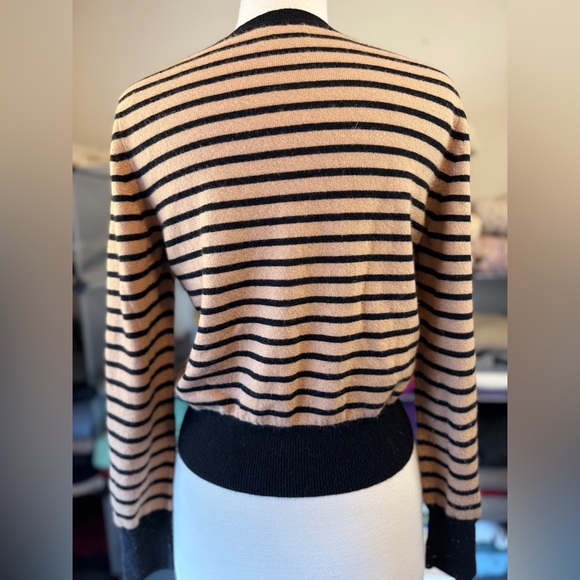 Wool/Cashmere Blend Camel/Black Striped Sweater from Naadam. M - Picture 10 of 10